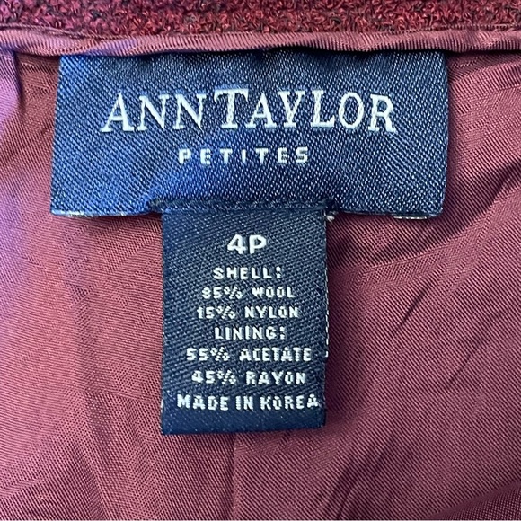 Ann Taylor Burgundy Trouser Pants Women’s 4 Petite Wool Blend - Picture 9 of 12